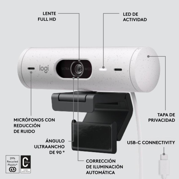 WEBCAM LOGITECH BRIO 500 FHD USB-C WHITE