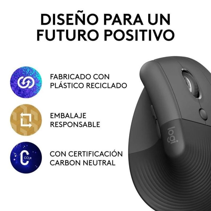 RATON LOGITECH LIFT VERTICAL WIRELESS ERGONOMIC 4000DPI 6 BOTONES BLACK