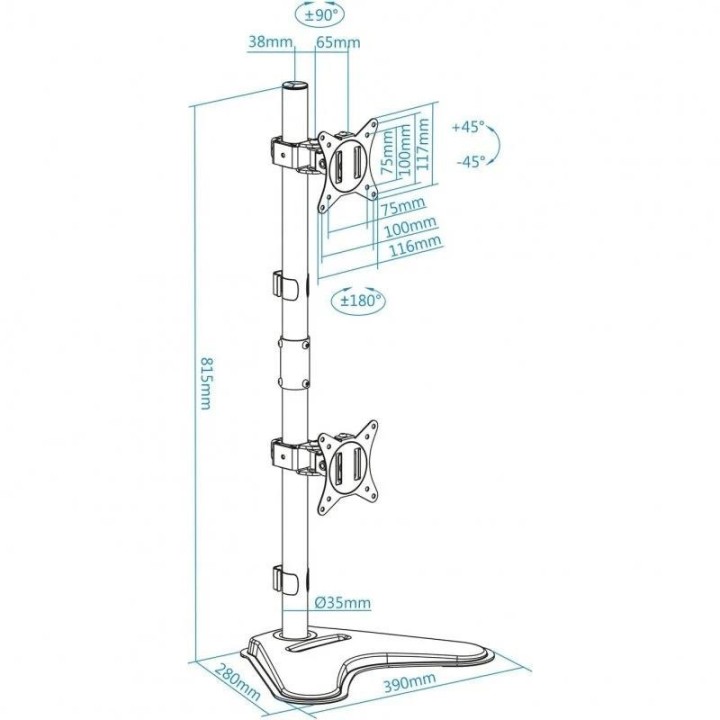 SOPORTE DE SOBREMESA MONITOR TOOQ 17-32 9KG 2 BRAZOS VERTICAL GIRA/INCLI