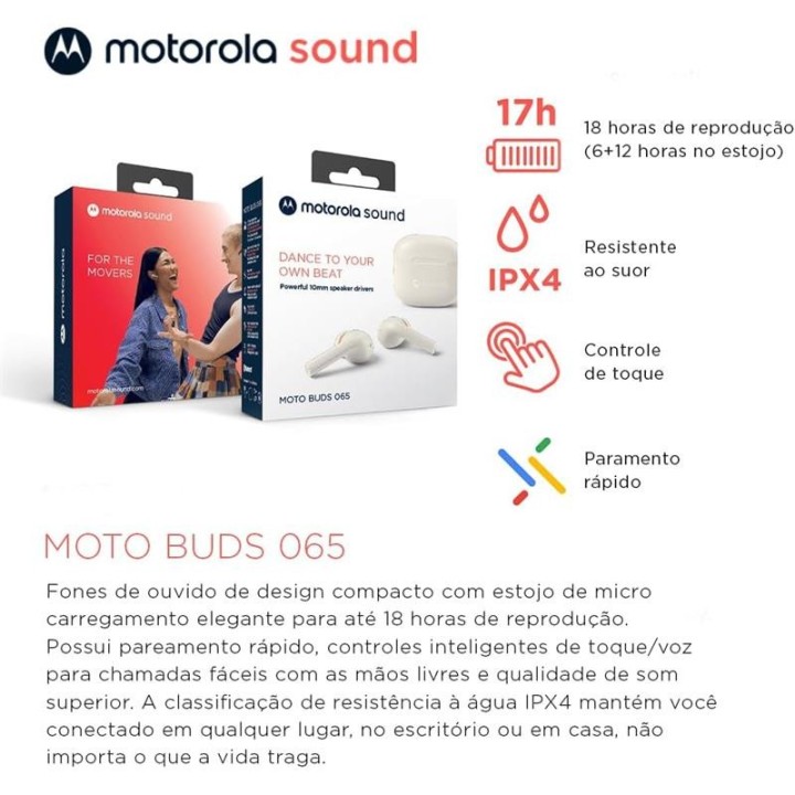 AURICULARES MOTOROLA MOTO BUDS 065 IN EAR ANC BLUETOOTH 5.3 BLACK