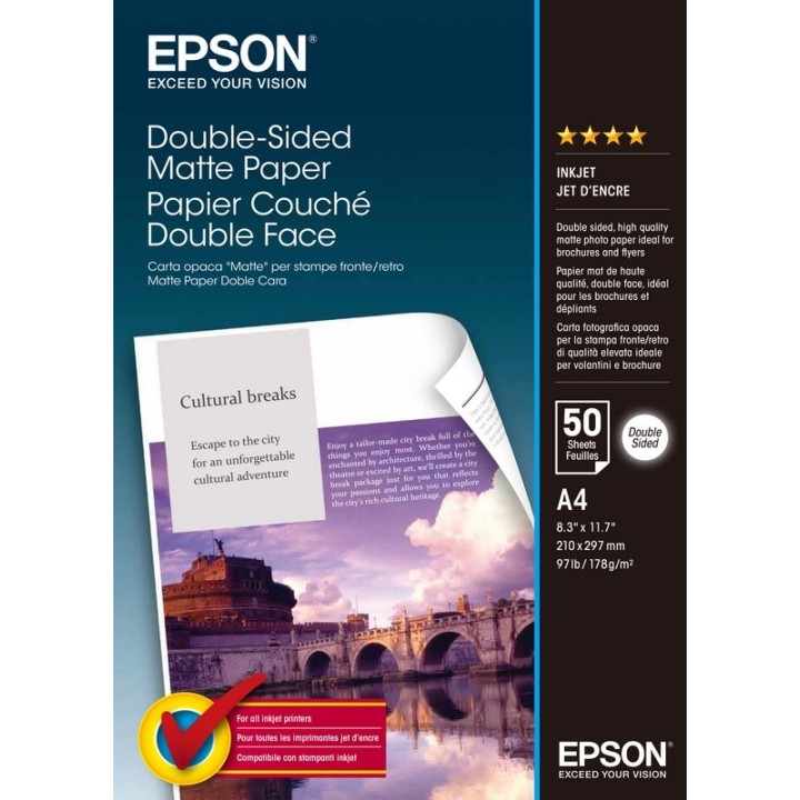 PAPEL EPSON C13S041569 MATE DOBLE CARA A4 50 HOJAS 178GR