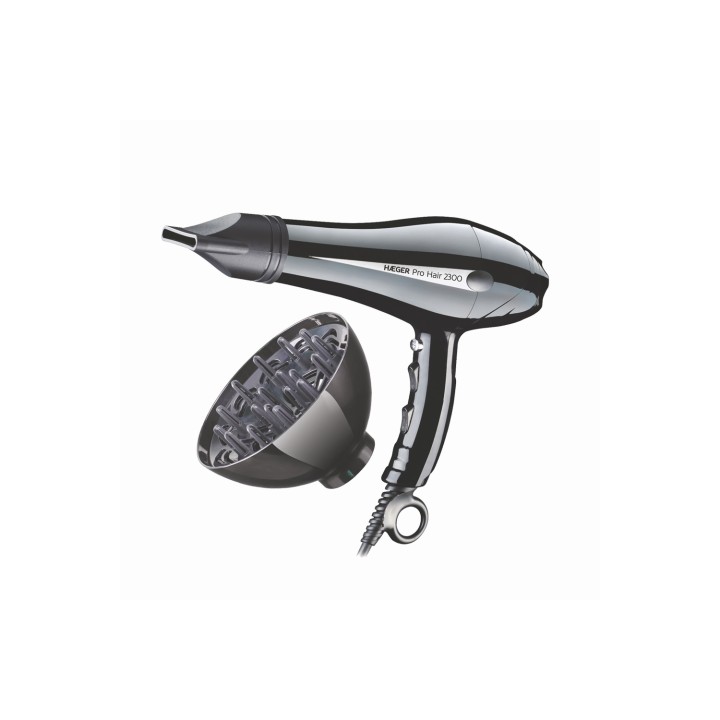 SECADOR DE PELO HAEGER PRO HAIR 2300 2300W 2 VELOCIDADES 3 TEMPERATURAS NEGRO HD-230.011B