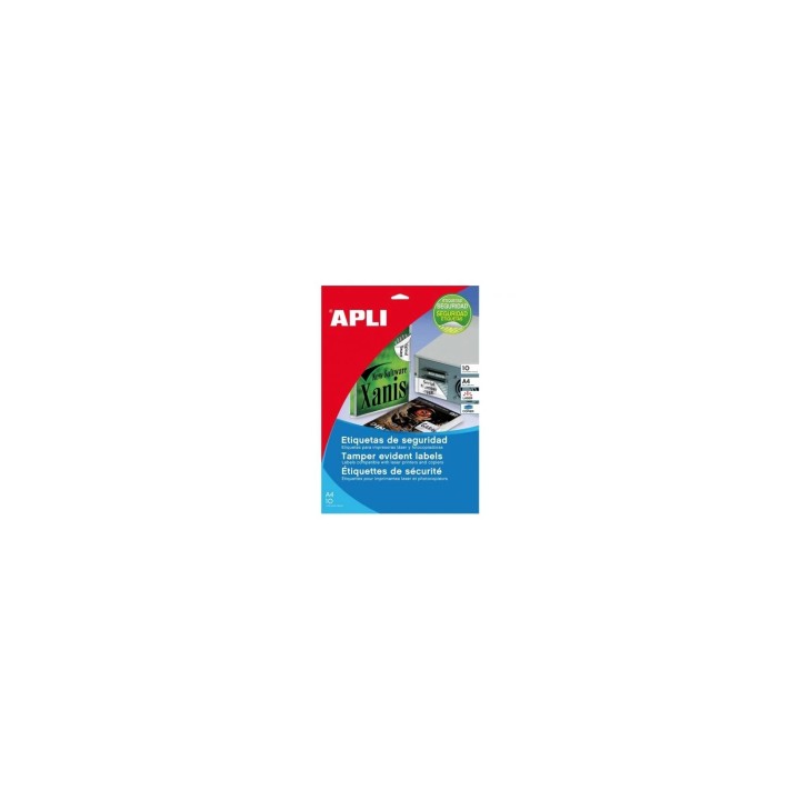 CAJA DE ETIQUETAS DE SEGURIDAD ADHESIVAS APLI 45.7 x 21.2MM 10 HOJAS 11272