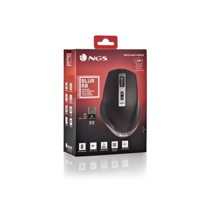 RATON NGS BLUR WIRELESS MULTIDEVICE RECARGABLE LED BLACK