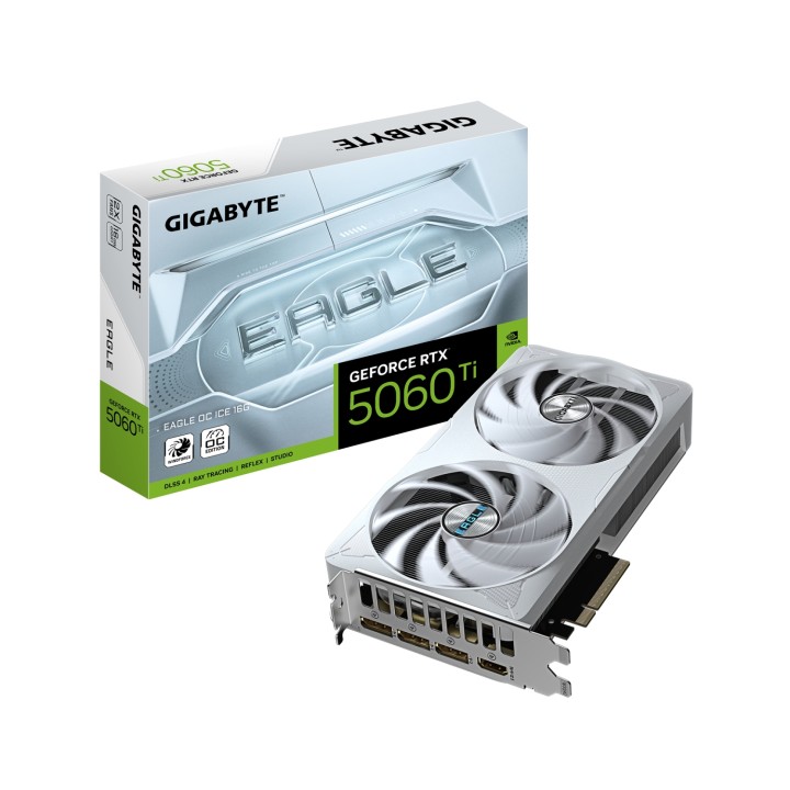 GIGABYTE GeForce RTX 5060 Ti EAGLE OC ICE 16G Tarjeta Gráfica – 16 GB GDDR7, 128 bits, PCI-E 5.0, 2617 MHz Frecuencia del