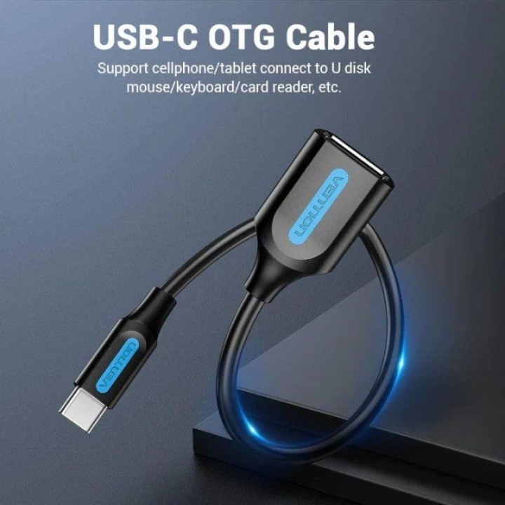 CABLE CONVERSOR VENTION USB-C/M - USB-A/H 15CM BLACK
