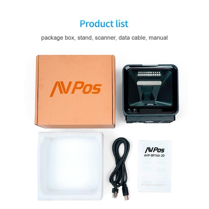 LECTOR AVPOS CODIGOS 1D +2D + QR BP760 OMNIDIRECCIONAL SOBREMESA USB