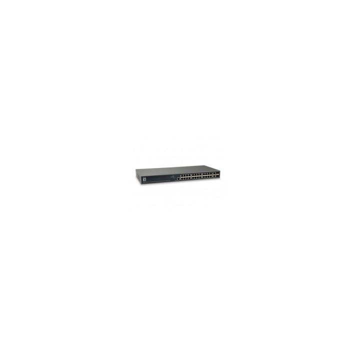 SWITCH LEVEL ONE GESTIONABLE L3 LITE 24PTOS 10/100/1000 POE NEGRO GEP-2682