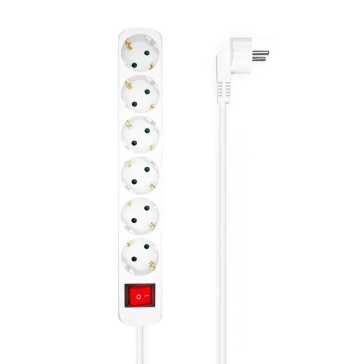 REGLETA AISENS 6 SCHUKOS PROTECCION INTERRUPTOR 1,4M WHITE