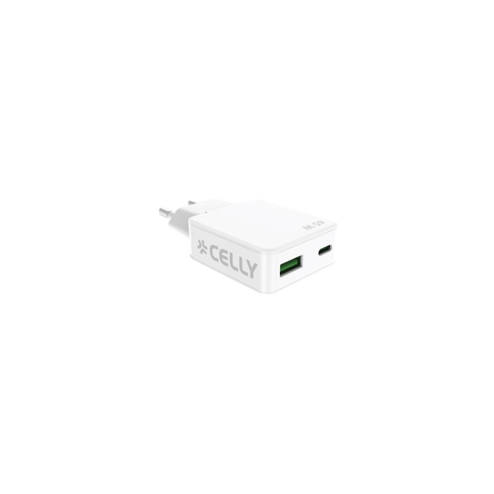 Celly SLIMTC1C1A45WWH cargador de dispositivo móvil Portátil, Smartphone, Tableta Blanco Corriente alterna Carga rápida Interior