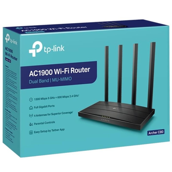 WIRELESS N ROUTER TP-LINK ARCHER C80 DUAL BAND AC1900