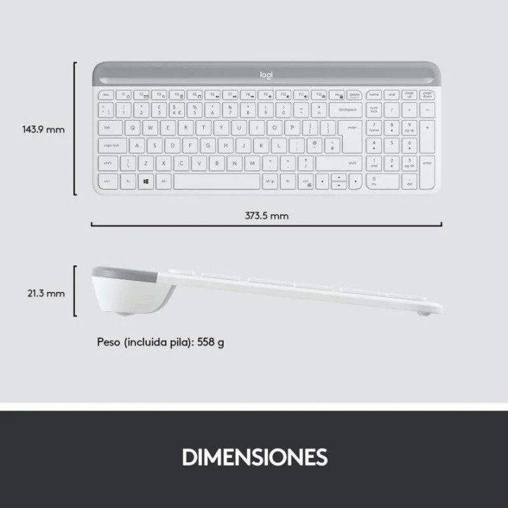 TECLADO + RATON LOGITECH MK470 SLIM WIRELESS SILENT WHITE