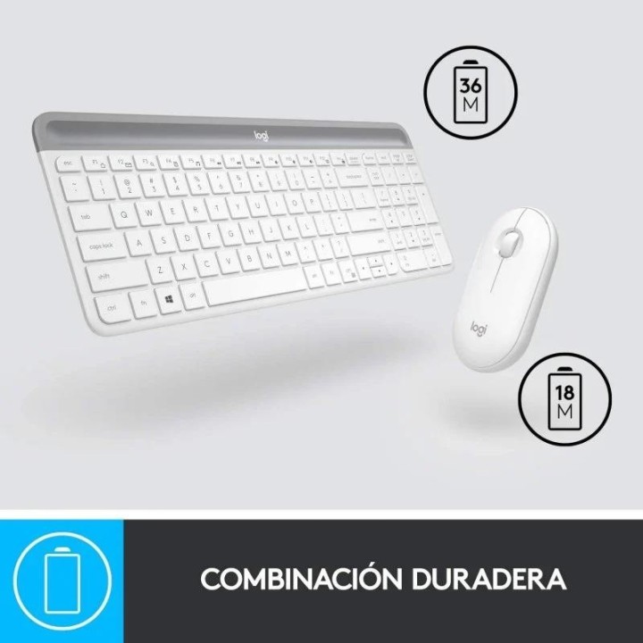 TECLADO + RATON LOGITECH MK470 SLIM WIRELESS SILENT WHITE
