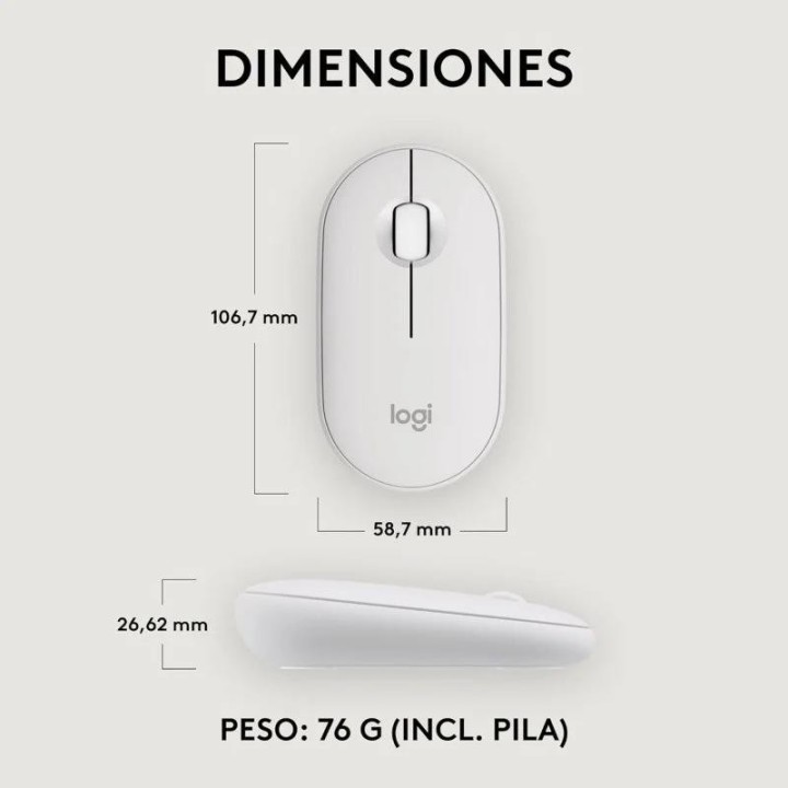 RATON LOGITECH PEBBLE 2 M350S WIRELESS WHITE