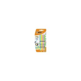 BIC HIGHLIGHTER PACK MARCADORES FLUORESCENTES GRIP PASTEL MANGO TEXTURIZADO PUNTA BISELADA COLORES SURTIDOS 964859