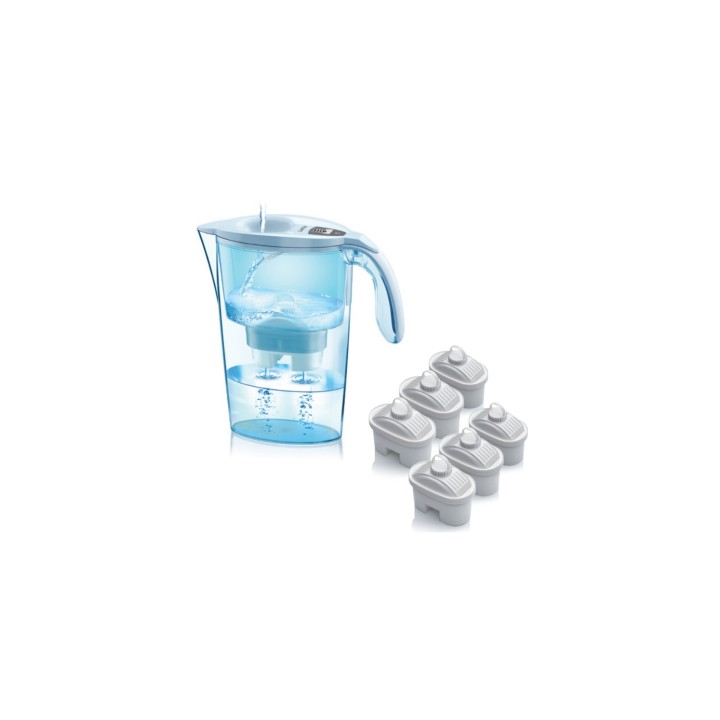 JARRA FILTRANTE LAICA STREAM LINE COLOR EDITION BLANCA + 6 FILTROS BI FLUX CAPACIDAD 2.3L FILTRO DESMONTABLE CON INDICADOR