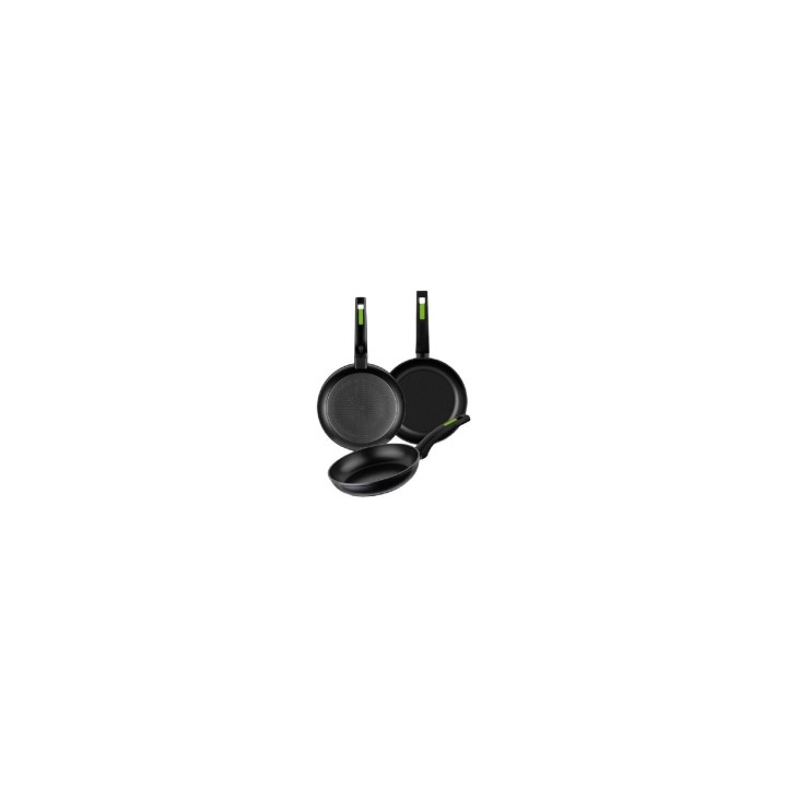 SET SARTENES MONIX 18 22 26CM ESPESOR 4MM ALUMINIO FORJADO CON ANTIADHERENTE MANGO ERGONOMICO VERDES M481241