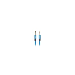 CABLE AUDIO ESTERO LANBERG JACK 3.5MM MACHO A JACK 3.5MM MACHO CHAPADOS EN ORO CABLE TEJIDO TRENZADO 1M AZUL