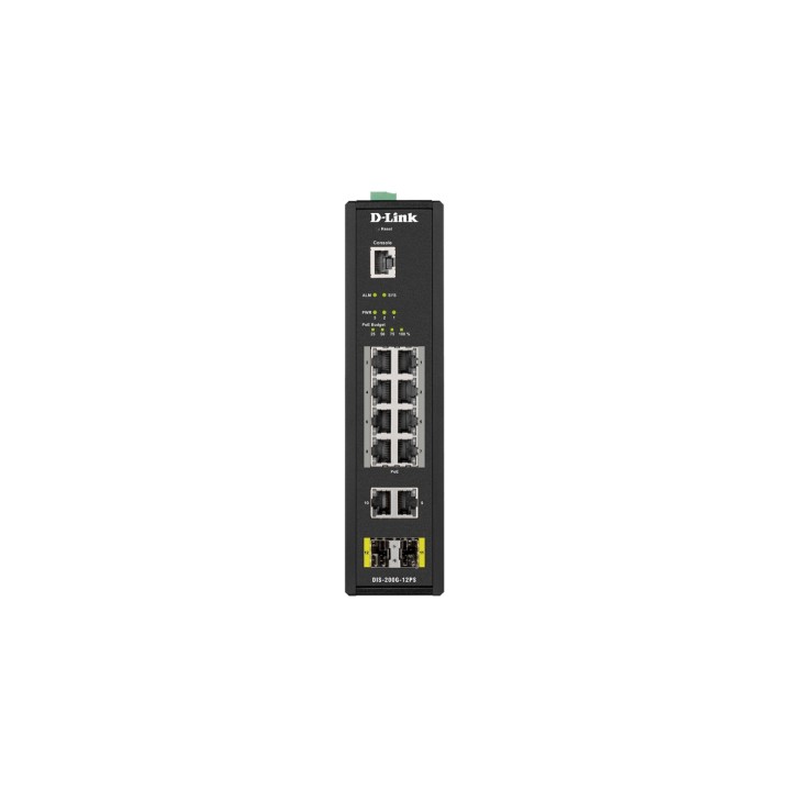 SWITCH INDUSTRIAL D-LINK DIS-200G-12PS 8 PTOS GIGABIT 2 PTOS SFP NEGRO DIS-200G-12PS