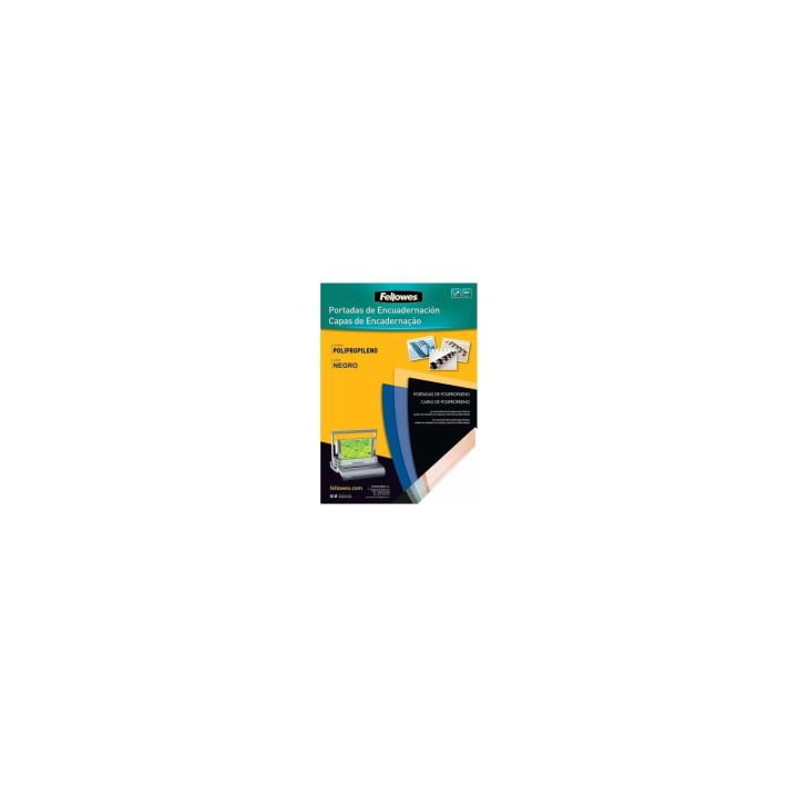 FELLOWES 54772 PACK DE 100 PORTADAS DE POLIPROPILENO NEGRAS TAMAÍ‘O A4 500 MICRAS