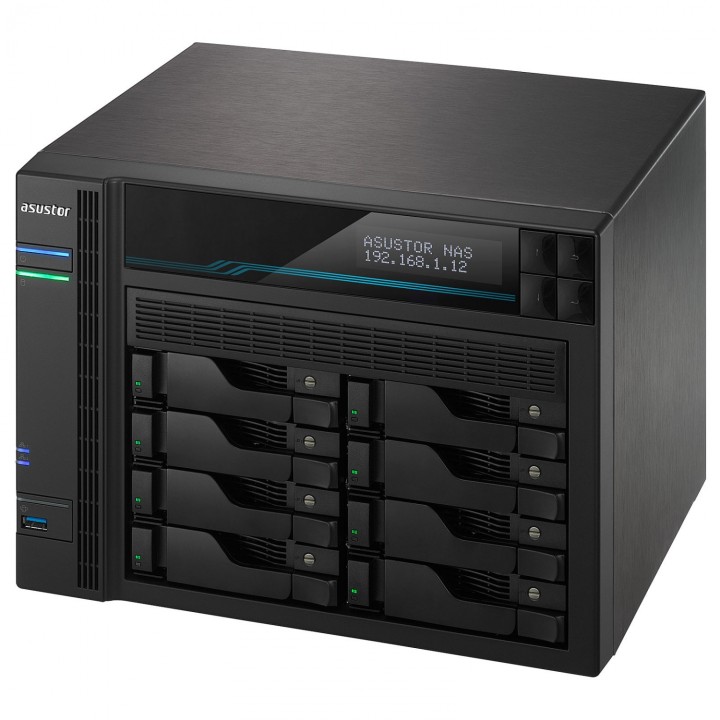 SERVIDOR NAS ASUSTOR 8 BAHIAS ATOM C3538 QUAD CORE DENVERTON 2.1GHZ 8GB 2X2.5GBE 2X10GBE RAID 0.1 JBOD SATA6GB USB 3.0 AS6508T
