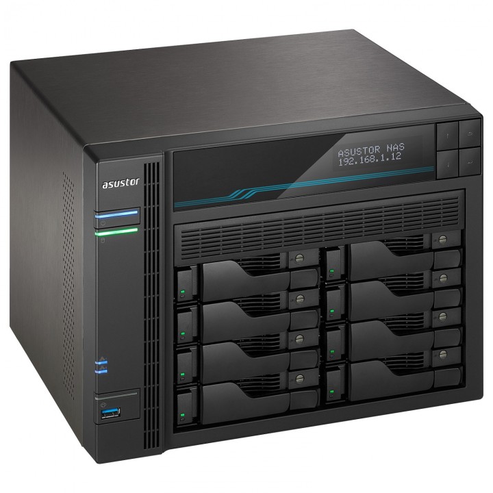 SERVIDOR NAS ASUSTOR 8 BAHIAS ATOM C3538 QUAD CORE DENVERTON 2.1GHZ 8GB 2X2.5GBE 2X10GBE RAID 0.1 JBOD SATA6GB USB 3.0 AS6508T