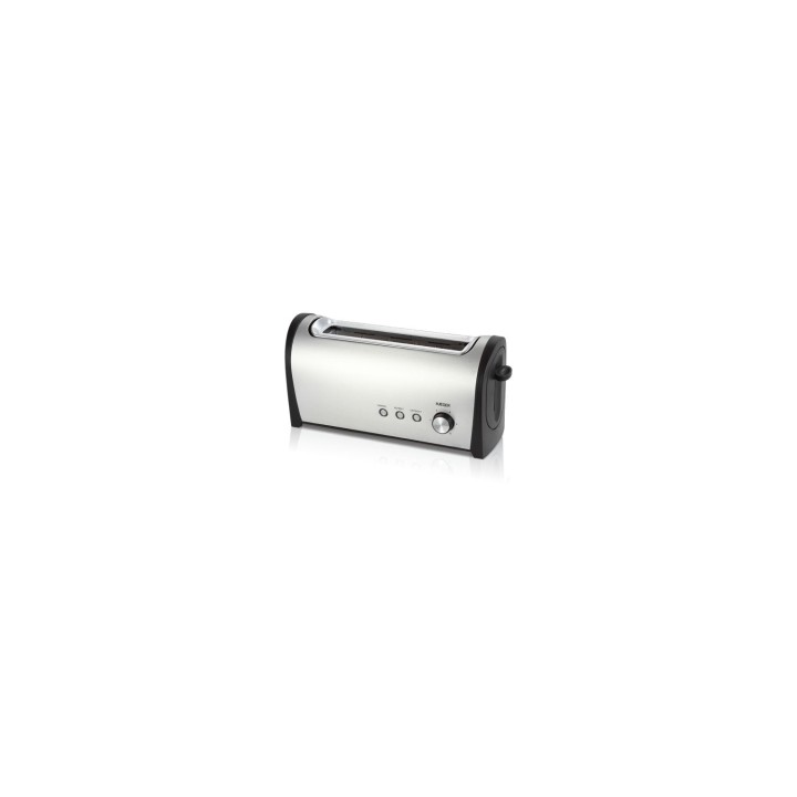 TOSTADOR DE PAN HAEGER DESAYUNO 1000W RECALENTADO DESCONGELADO EXTERIOR ACERO INOX GRIS TO-100.009A