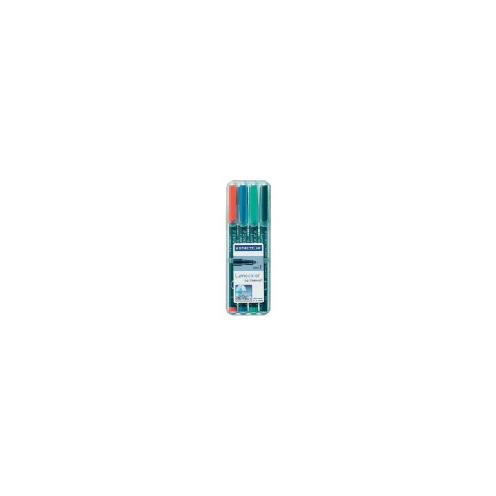 ESTUCHE CUATRO UNIDADES STAEDTLER ROTULADOR PERMANENTE LUMOCOLOR PUNTA 0.6MM 318 WP4