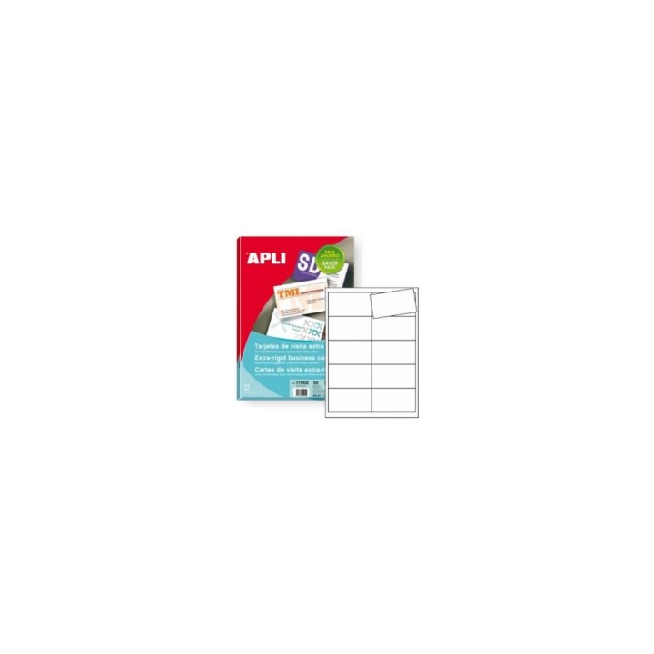 PACK AHORRO 500 TARJETAS DE VISITA APLI CANTOS RECTOS 250G BLANCO 11902