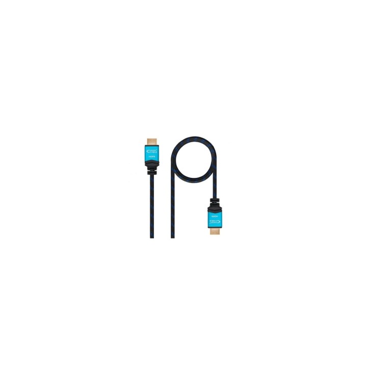 CABLE NANOCABLE HDMI MACHO A HDMI MACHO MULTIPLE APANTALLAMIENTO Y RECUBRIMIENTO NYLON 0.5M NEGRO 10.15.3700