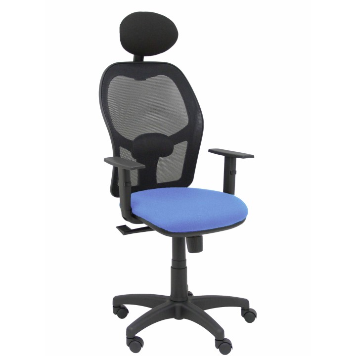 Piqueras y Crespo Silla Alocén malla negra asiento bali azul claro brazos regulables cabecero fijo