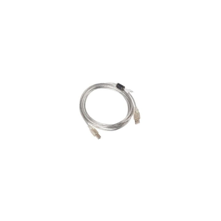 CABLE LANBERG USB-A MACHO A USB-B MACHO FERRITA 3M TRANSPARENTE CA-USBA-12CC-0030-TR