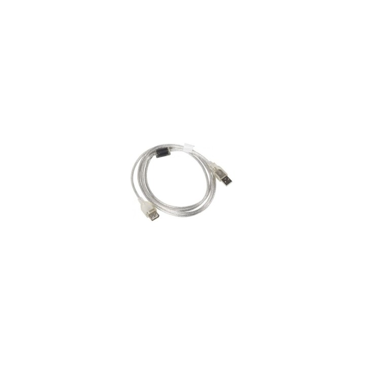 CABLE ALARGADOR LANBERG USB 2.0 MACHO A USB 2.0 HEMBRA FERRITA TRASPARENTE 1.8M CA-USBE-12CC-0018-TR