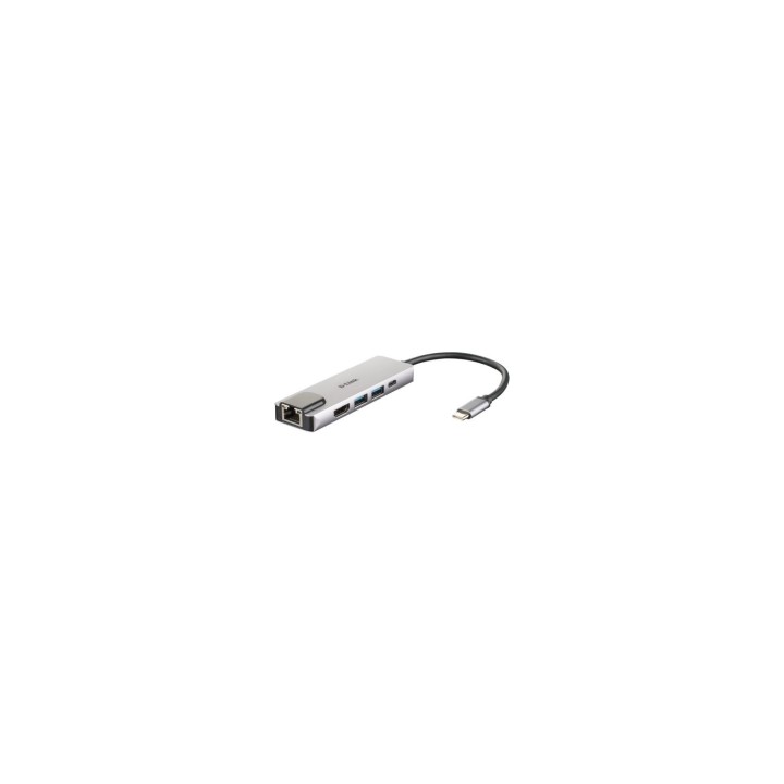 HUB D-LINK USB TIPO-C 5 EN 1 2XUSB 3.0 1XUSB TIPO-C 1XHDMI 1XRJ45 PLUG AND PLAY DUB-M520