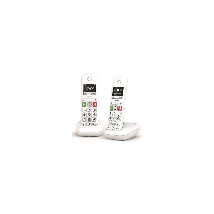 TELEFONO FIJO INALAMBRICO GIGASET E290 DUO TECLAS GRANDES Y PANTALLA DE ALTA VISIBILIDAD 150 CONTACTOS BLANCO L36852-H2901-D202