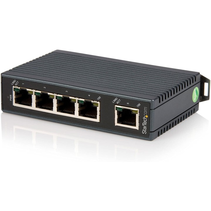 StarTech.com Switch Conmutador Industrial Ethernet de 5 Puertos RJ45 de Montaje en Carril DIN - Negro