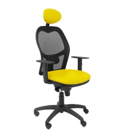 SILLA JORQUERA MALLA NEGRO CABECERO FIJO ASIENTO SIMILPIEL AMARILLO 15SNSPAMC