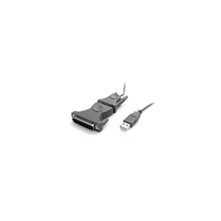 StarTech.com Cable Adaptador de 0.9m USB a Serie Serial DB9 DB25 RS232 - 0.9m Negro