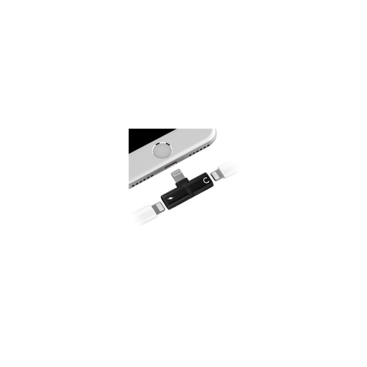 SPLITTER CARGA Y MUSICA MYWAY CONECTOR LIGHTNING TRANSMISION DE AUDIO ALTA CALIDAD NEGRO MWADP0002