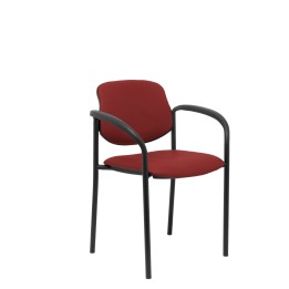SILLA FIJA VILLALGORDO CHASIS CON BRAZOS NEGRO SIMILPIEL ROJO 27NSPGRACB