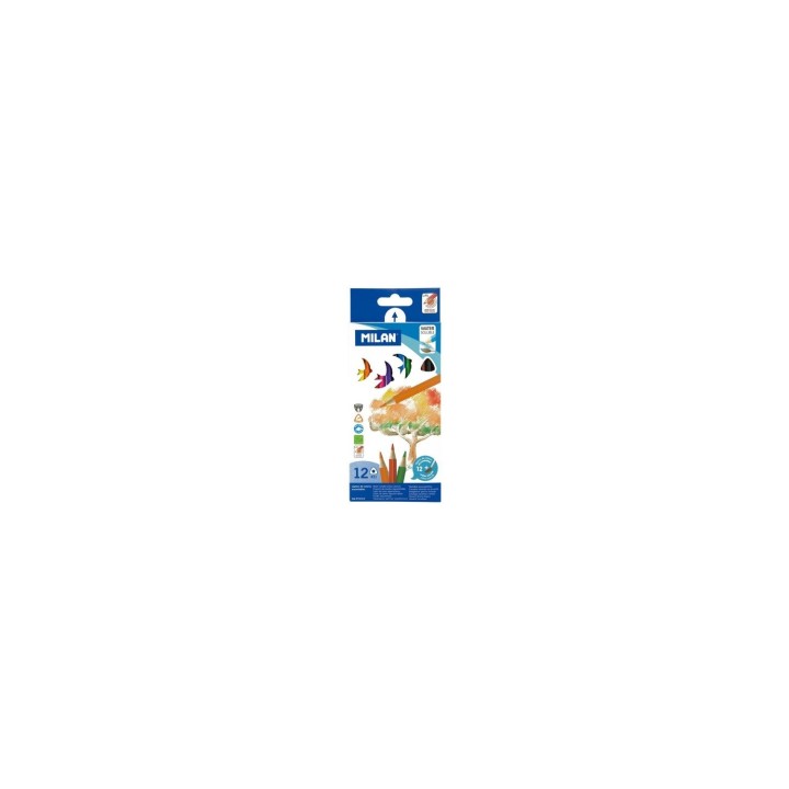 CAJA 12 UNIDADES DE LAPICES COLORES ACUARELABLES MILAN MINA 2.9MM FORMA TRIANGULAR ERGONOMICA INCLUYE PINCEL 742312