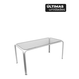 MESA VEGA CRISTAL FUME CHASIS PLATA 61CFPL