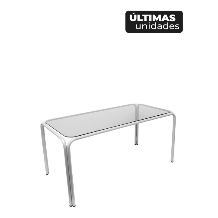 MESA VEGA CRISTAL FUME CHASIS PLATA 61CFPL