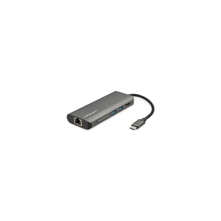 StarTech.com Adaptador Multipuertos USB-C - Docking Station USB Tipo C a HDMI 4K - Hub Ladrón USB 3.0 2 Puertos - SDHC - GbE -