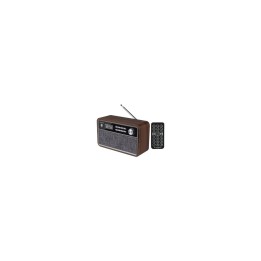 RADIO RETRO SUNSTECH MADERA 2X3W RMS FM BT 4.2 RELOJ Y ALARMA USB SD AUX-IN MP3 MANDO A DISTANCIA MICRO USB CARGA 1800MAH