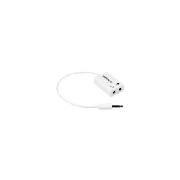 StarTech.com Adaptador de Auriculares con Micrófono Mini Jack 3,5mm Macho 4 pines a Conectores de Auriculares y de Micrófono
