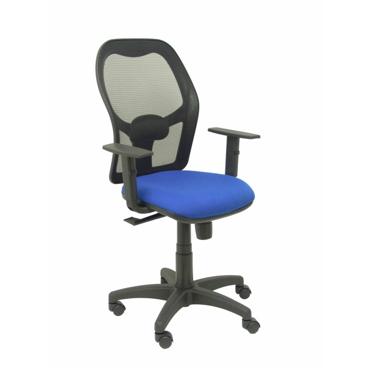 SILLA ALOCEN MALLA NEGRO BRAZOS REGULABLES ASIENTO BALI AZUL 345SNB229B10