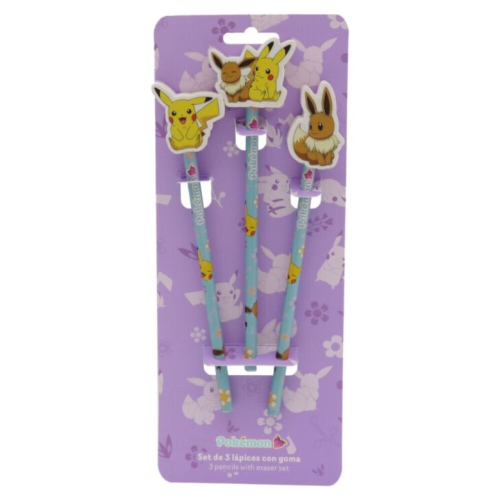 Blister set 3 lapices Flowers Pokemon