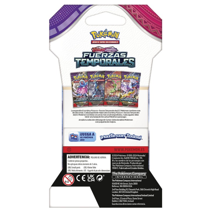 Sobre cartas Fuerzas Temporales Escarlata y Purpura Pokemon español