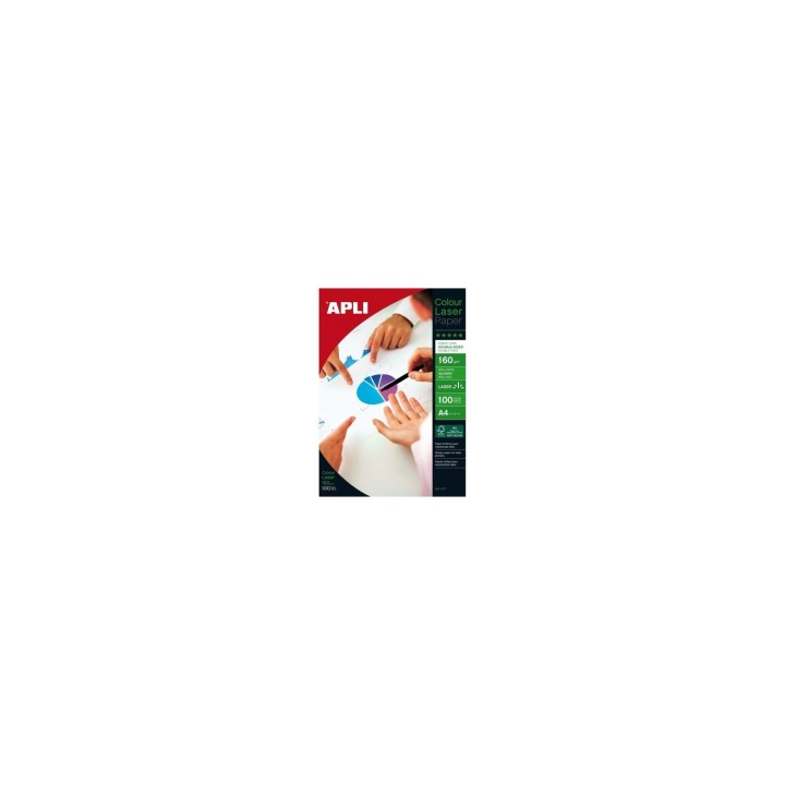 PAPEL FOTOGRAFICO APLI COLOUR LASER GLOSSY 100 HOJAS A4 160G M2 11817